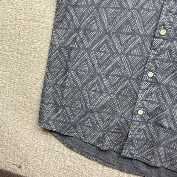 Quicksilver Modern Fit Men's L Light Blue Doodle Button Up Short Sleeve Shirt - Picture 6 of 16